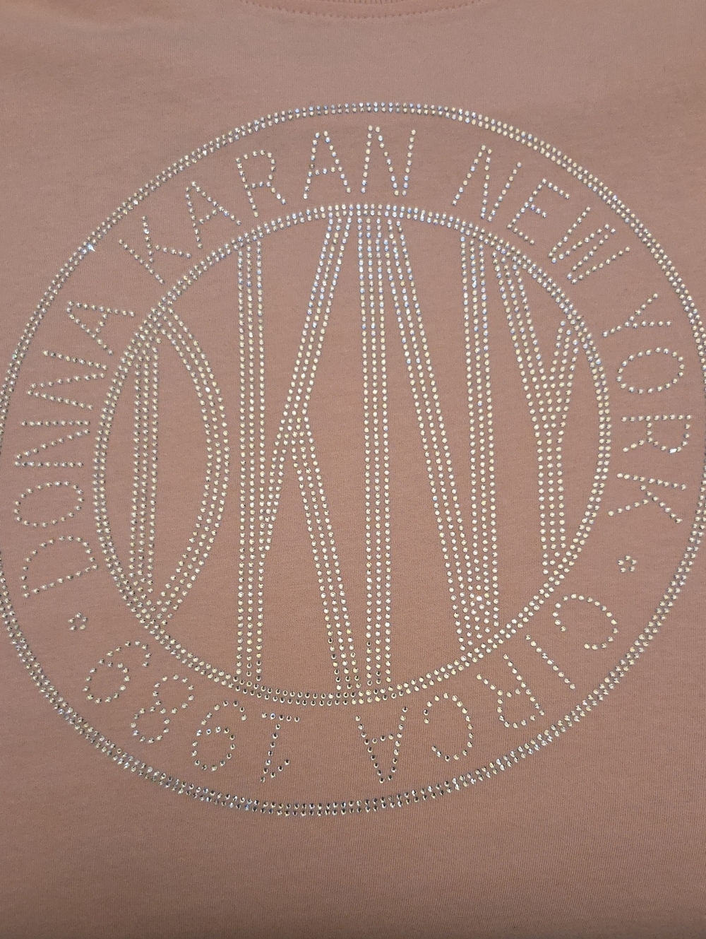 DKNY Rhinestone Logo Pink Y2K T-Shirt